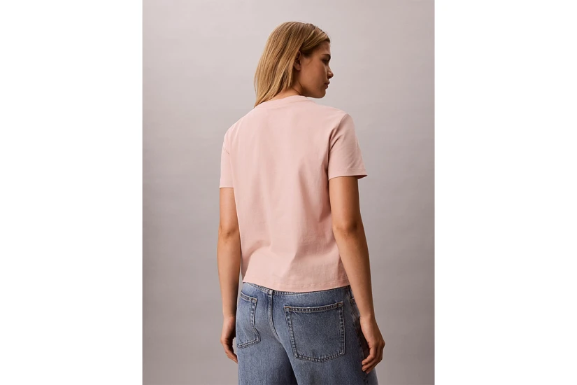 Calvin Klein Glossy Metallic Logo Γυναικείο Κοντομάνικο T-Shirt Σομόν