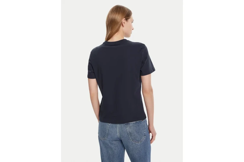 Calvin Klein Glossy Metallic Logo Γυναικείο Κοντομάνικο T-Shirt Μαύρο