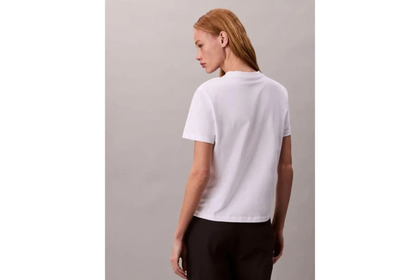 Calvin Klein Glossy Metallic Logo Γυναικείο Κοντομάνικο T-Shirt Λευκό