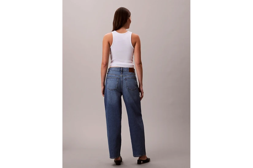 Calvin Klein Barrel Fit Γυναικείο Παντελόνι Τζιν Μπλε