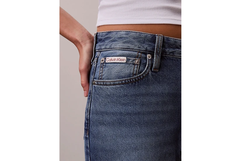 Calvin Klein Barrel Fit Γυναικείο Παντελόνι Τζιν Μπλε