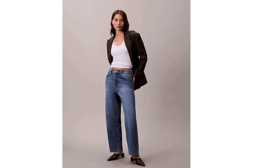 Calvin Klein Barrel Fit Γυναικείο Παντελόνι Τζιν Μπλε