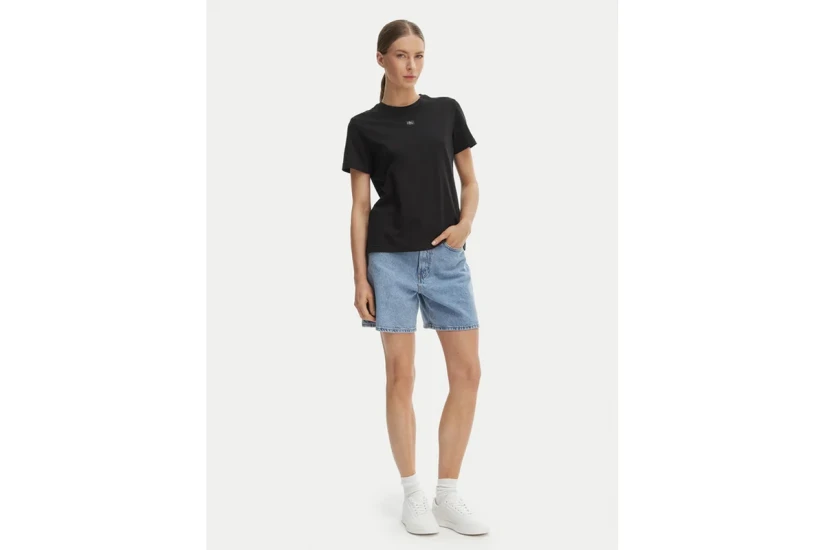 Calvin Klein Woven Label Classic Fit Γυναικείo Κοντομάνικο T-Shirt Μαύρο