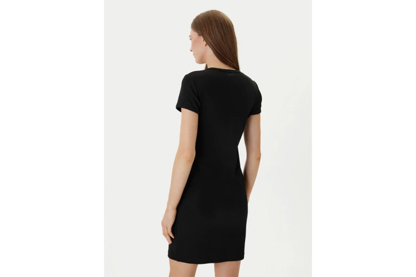 Calvin Klein Monologo Baby Rib Γυναικείο Mini Φόρεμα Μαύρο