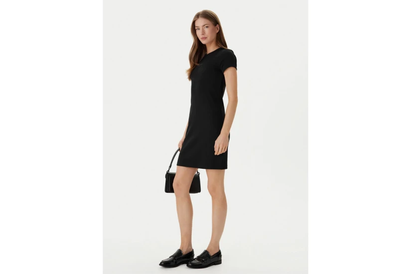 Calvin Klein Monologo Baby Rib Γυναικείο Mini Φόρεμα Μαύρο
