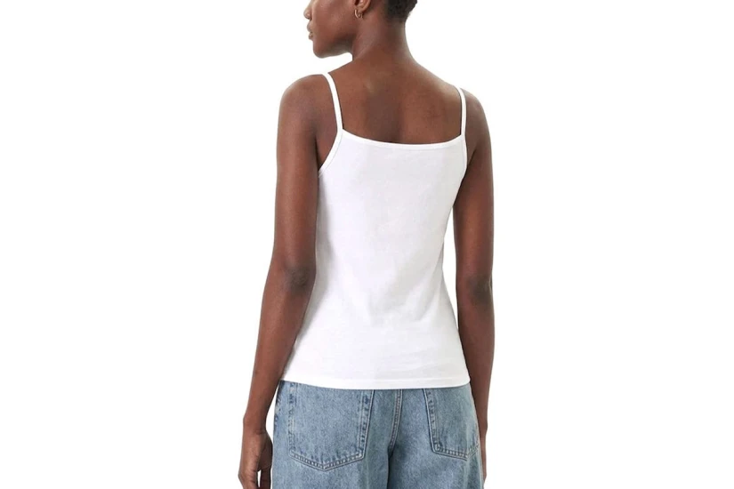 Calvin Klein Cotton Stretch Strap Cami Γυναικεία Αμάνικη Μπλούζα Λευκή