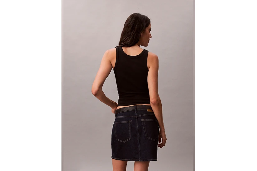 Calvin Klein Ribbed Cotton Γυναικεία Αμάνικη Μπλούζα Μαύρη