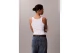 Calvin Klein Ribbed Cotton Γυναικεία Αμάνικη Μπλούζα Λευκή
