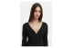 Calvin Klein Woven Label Baby Rib Γυναικεία Βαμβακερή Ζακέτα Μαύρη