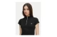 Calvin Klein Monologo Patch Rib Zip Γυναικείο Κοντομάνικο T-Shirt Μαύρο
