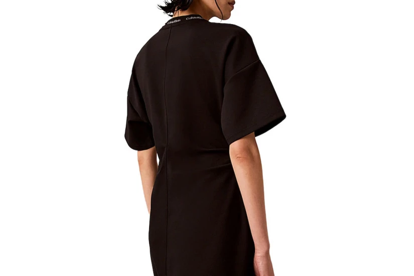Calvin Klein Milano Jersey Draped Γυναικείο T-Shirt-Φόρεμα Mini Μαύρο