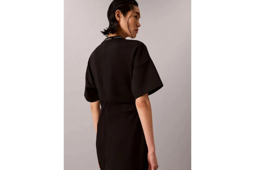 Calvin Klein Milano Jersey Draped Γυναικείο T-Shirt-Φόρεμα Mini Μαύρο