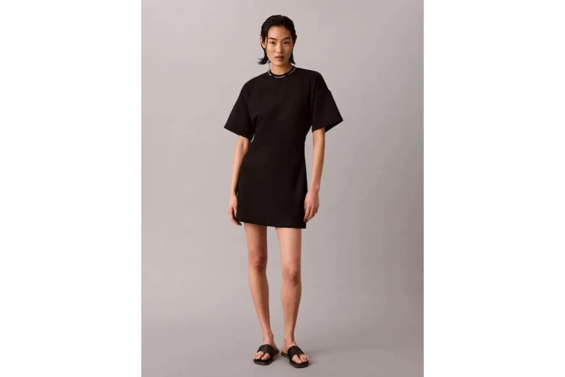 Calvin Klein Milano Jersey Draped Γυναικείο T-Shirt-Φόρεμα Mini Μαύρο