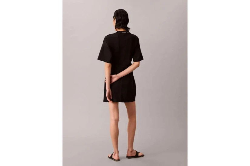 Calvin Klein Milano Jersey Draped Γυναικείο T-Shirt-Φόρεμα Mini Μαύρο