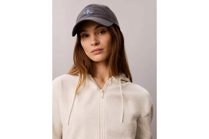 Calvin Klein Cropped Logo Γυναικεία Βαμβακερή Ζακέτα με Κουκούλα Εκρού