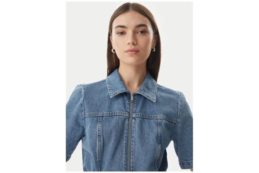 Calvin Klein Belted Denim Shirt Γυναικείο Φόρεμα Mini Μπλε
