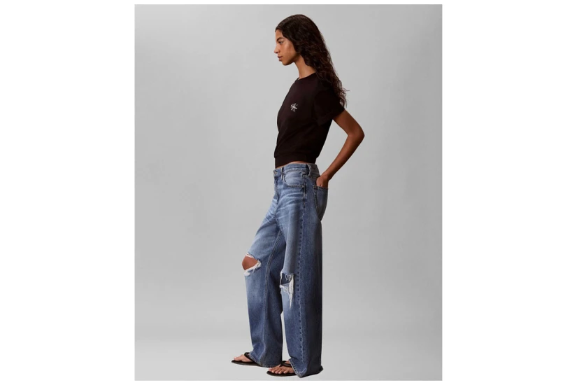 Calvin Klein Monologo Boxy Γυναικείο Κοντομάνικο T-Shirt Μαύρο