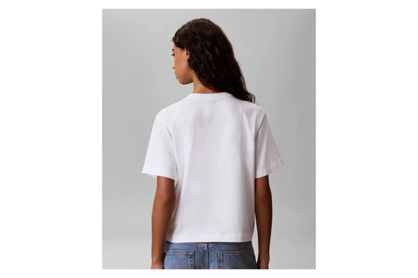 Calvin Klein Monologo Boxy Γυναικείο Κοντομάνικο T-Shirt Λευκό