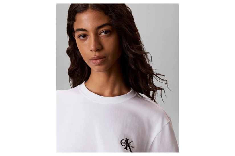 Calvin Klein Monologo Boxy Γυναικείο Κοντομάνικο T-Shirt Λευκό