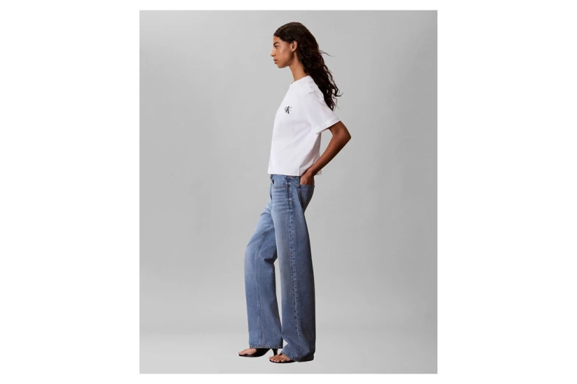 Calvin Klein Monologo Boxy Γυναικείο Κοντομάνικο T-Shirt Λευκό