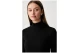 Calvin Klein Baby Rib Crop Logo Γυναικεία Μακρυμάνικη Μπλούζα με Ψηλό Λαιμό Μαύρη
