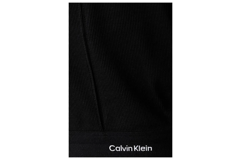 Calvin Klein Baby Rib Crop Logo Γυναικεία Μακρυμάνικη Μπλούζα με Ψηλό Λαιμό Μαύρη