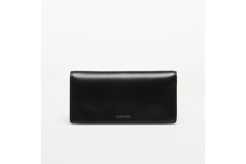 Calvin Klein Monogram Logo Emblem Leather Γυναικείο Πορτοφόλι Μαύρο