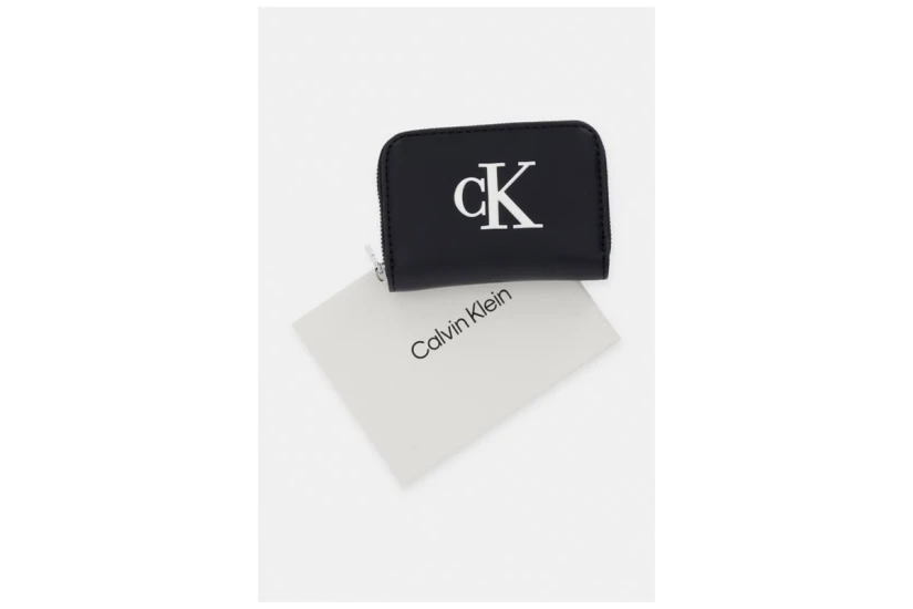 Calvin Klein Bold Ck Medium Zip Around Πορτοφόλι Μαύρο, Λευκό