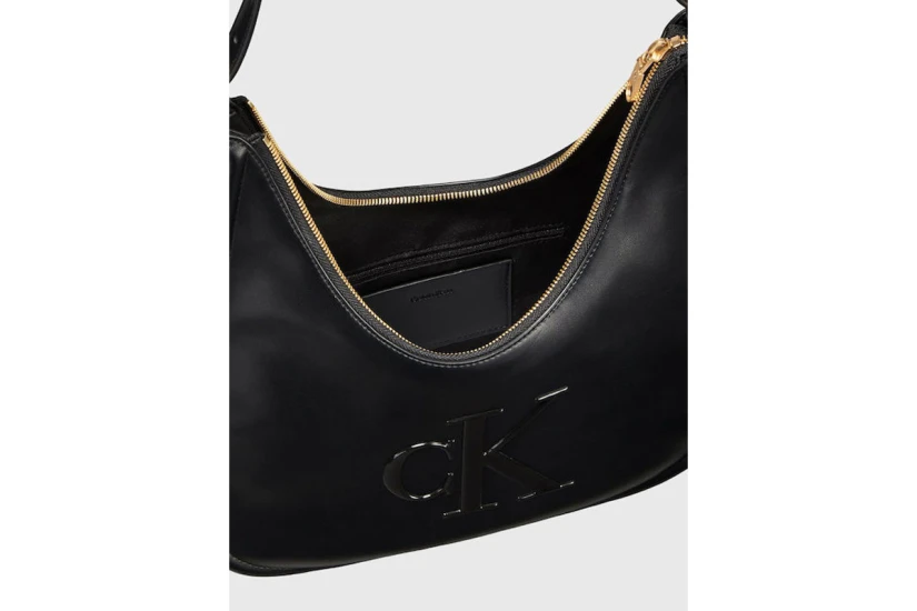 Calvin Klein Soft Touch Crescent Logo Hobo Γυναικεία Τσάντα Ώμου - Χειρός Μαύρη