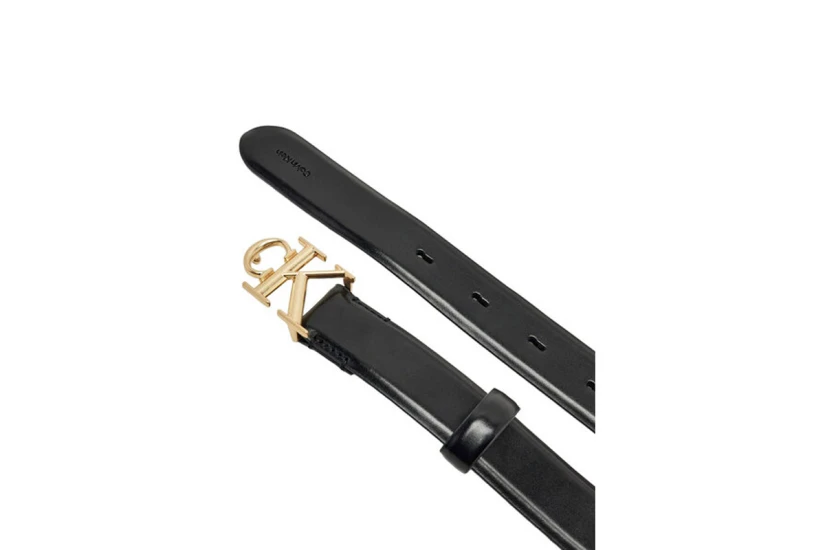 Calvin Klein Round Buckle Γυναικεία Casual Ζώνη Μαύρη, Χρυσή
