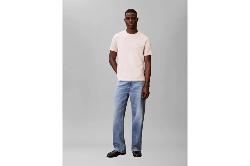 Calvin Klein Cotton Badge Ανδρικό Κοντομάνικο T-Shirt Μπεζ