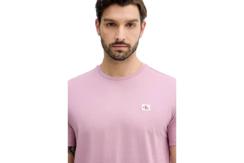 Calvin Klein Cotton Badge Ανδρικό Κοντομάνικο T-Shirt Ροζ
