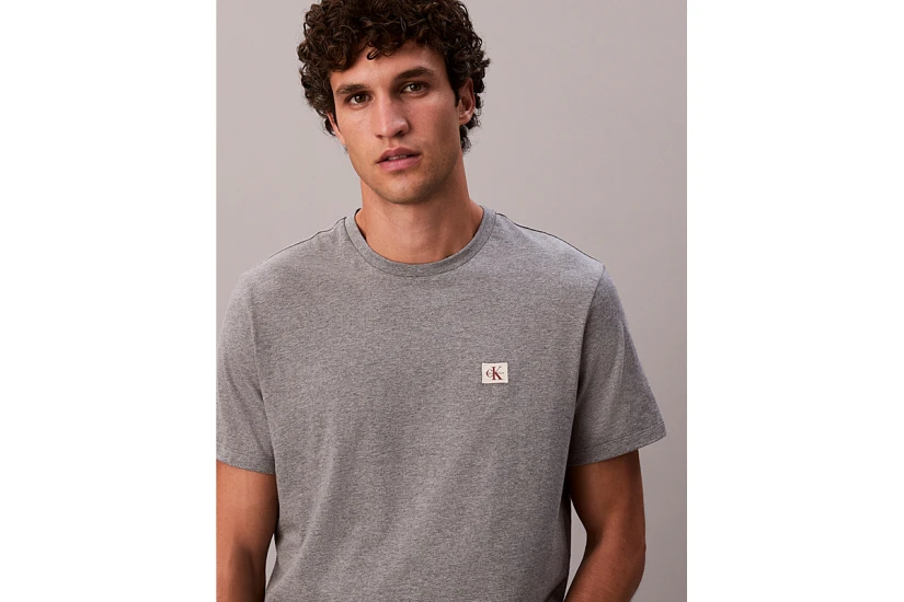 Calvin Klein Cotton Badge Ανδρικό Κοντομάνικο T-Shirt Γκρι