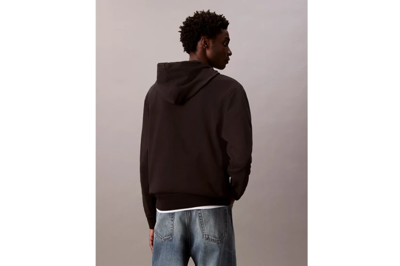 Calvin Klein Cotton Terry Badge Ανδρικό Φούτερ με Κουκούλα Μαύρο