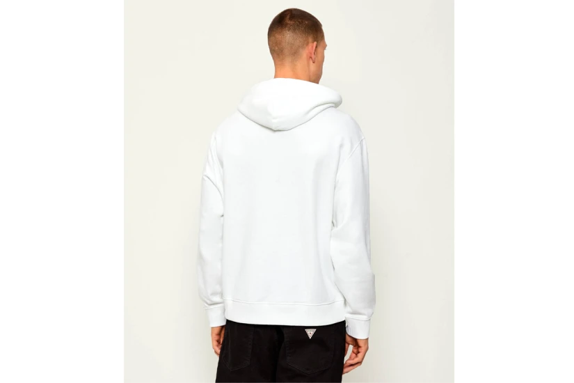 Calvin Klein Cotton Terry Badge Ανδρικό Φούτερ με Κουκούλα Λευκό