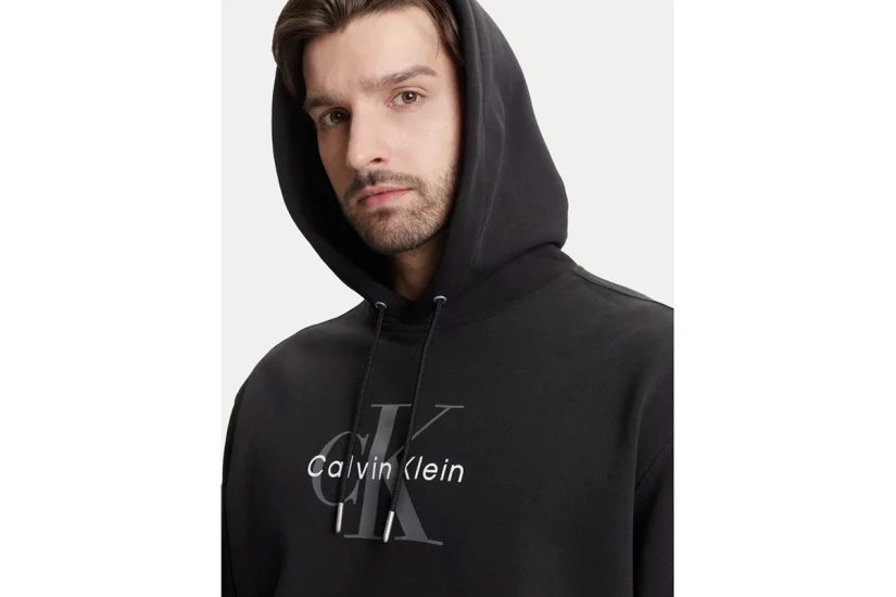 Calvin Klein Monologo Ανδρικό Φούτερ με Κουκούλα Μαύρο