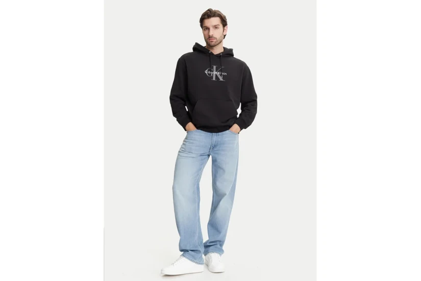 Calvin Klein Monologo Ανδρικό Φούτερ με Κουκούλα Μαύρο