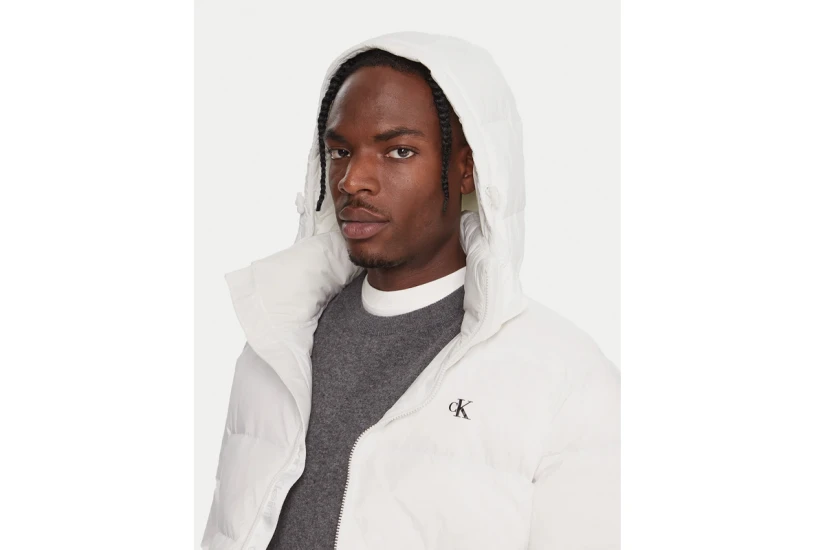 Calvin Klein Hooded Down Ανδρικό Μπουφάν Puffer με Κουκούλα Λευκό