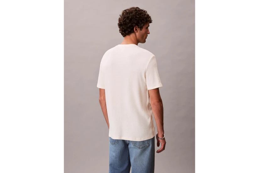 Calvin Klein Classic Waffle Ανδρικό Κοντομάνικο T-Shirt Εκρού