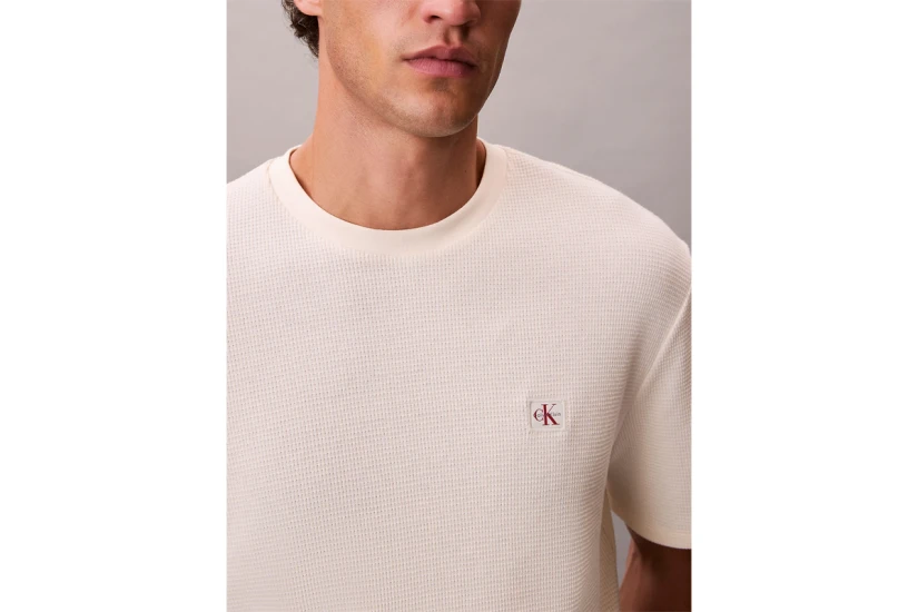 Calvin Klein Classic Waffle Ανδρικό Κοντομάνικο T-Shirt Εκρού