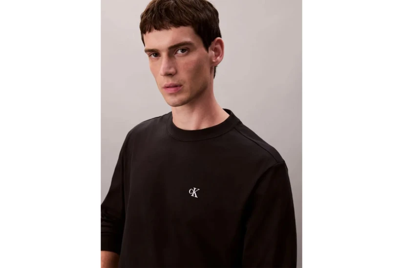 Calvin Klein Archive Logo Ανδρική Μακρυμάνικη Μπλούζα με Λαιμόκοψη Μαύρη