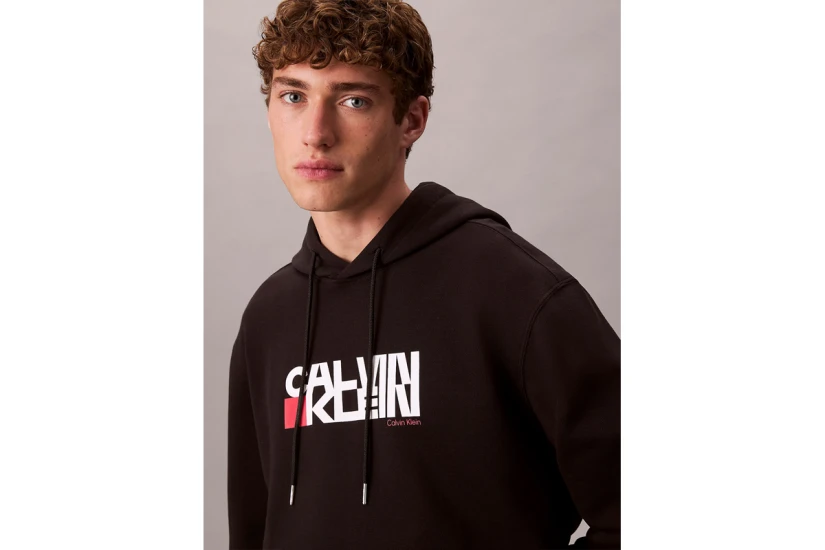 Calvin Klein Logo Graphic Ανδρικό Φούτερ με Κουκούλα Μαύρο