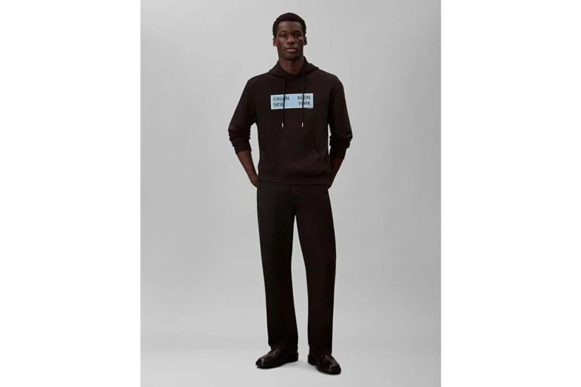 Calvin Klein Box Graphic Ανδρικό Φούτερ με Κουκούλα Μαύρο