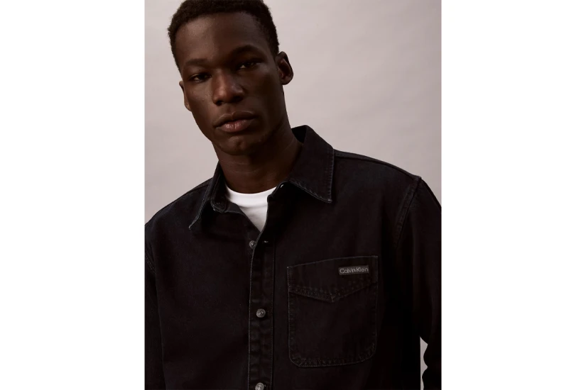 Calvin Klein 90S Denim Ανδρικό Μακρυμάνικο Πουκάμισο Μπλε Σκούρο