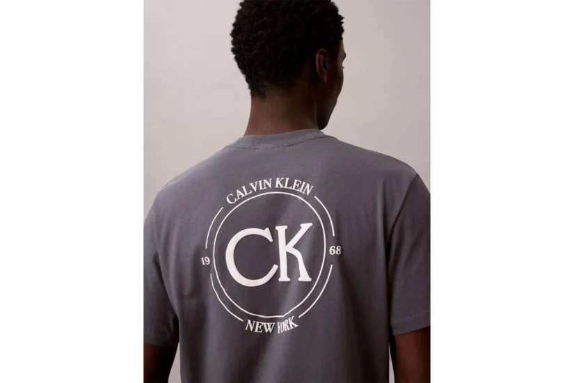 Calvin Klein Embroidered Logo Ανδρικό Κοντομάνικο T-Shirt Γκρι Σκούρο