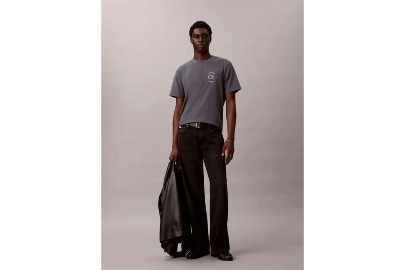 Calvin Klein Embroidered Logo Ανδρικό Κοντομάνικο T-Shirt Γκρι Σκούρο