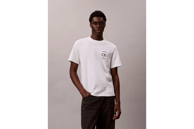 Calvin Klein Embroidered Logo Ανδρικό Κοντομάνικο T-Shirt Λευκό