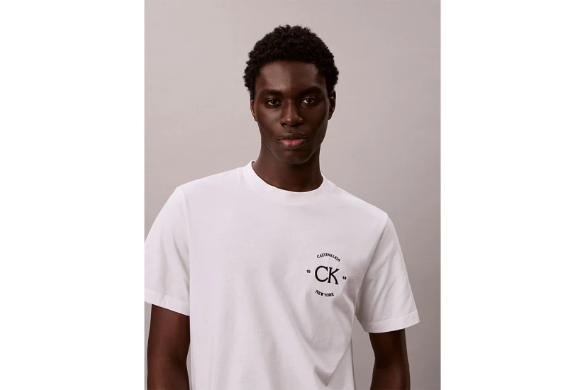Calvin Klein Embroidered Logo Ανδρικό Κοντομάνικο T-Shirt Λευκό