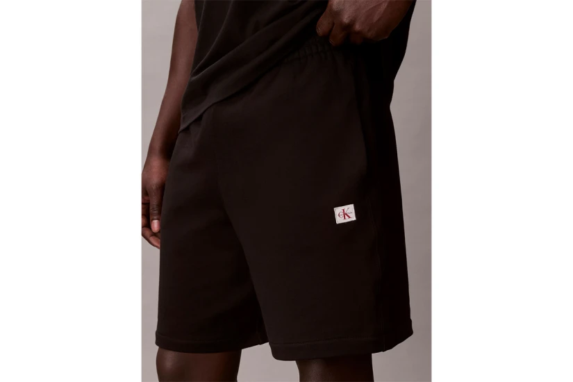 Calvin Klein Cotton Terry Badge Ανδρική Αθλητική Βερμούδα Μαύρη