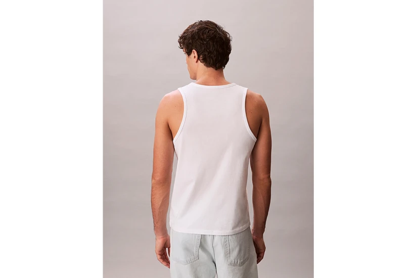 Calvin Klein Monogram Logo Ανδρική Αμάνικη Μπλούζα Λευκή